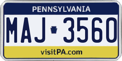 PA license plate MAJ3560