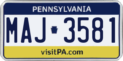 PA license plate MAJ3581