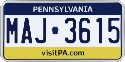 PA license plate MAJ3615