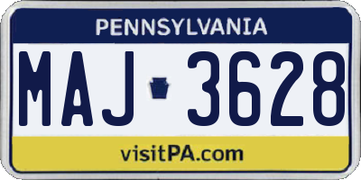 PA license plate MAJ3628