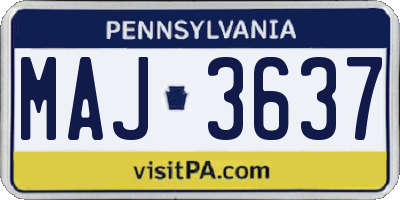 PA license plate MAJ3637