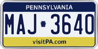 PA license plate MAJ3640