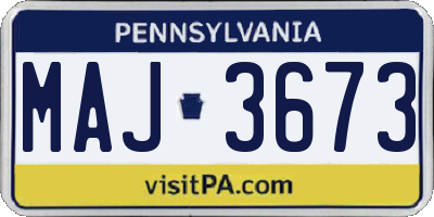 PA license plate MAJ3673