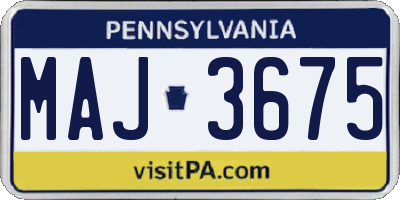 PA license plate MAJ3675