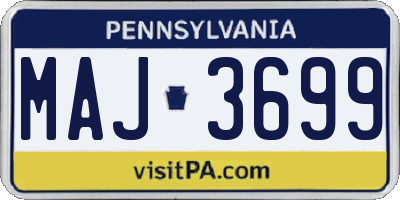PA license plate MAJ3699