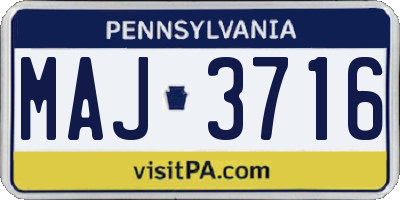 PA license plate MAJ3716