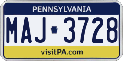 PA license plate MAJ3728