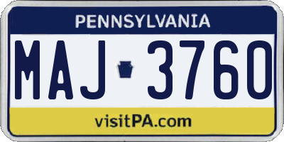 PA license plate MAJ3760