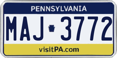 PA license plate MAJ3772