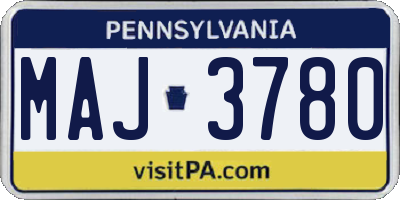 PA license plate MAJ3780