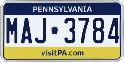 PA license plate MAJ3784