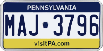 PA license plate MAJ3796
