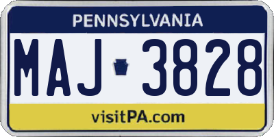 PA license plate MAJ3828