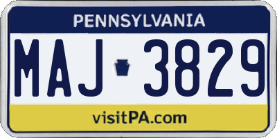 PA license plate MAJ3829