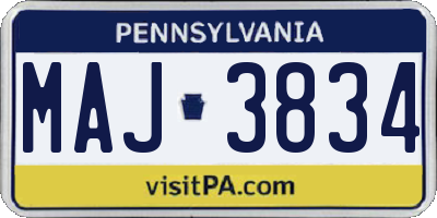 PA license plate MAJ3834