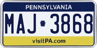 PA license plate MAJ3868