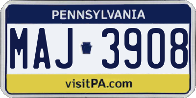 PA license plate MAJ3908