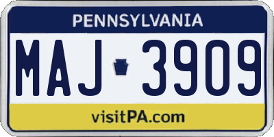 PA license plate MAJ3909