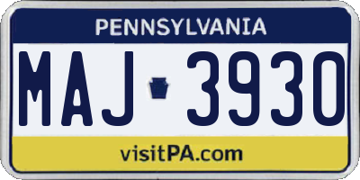 PA license plate MAJ3930