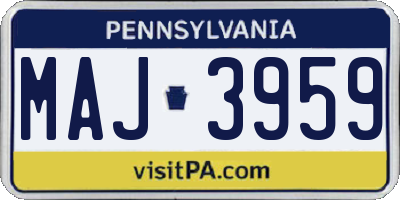 PA license plate MAJ3959