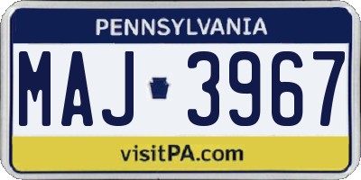 PA license plate MAJ3967