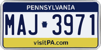 PA license plate MAJ3971