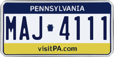 PA license plate MAJ4111