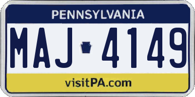 PA license plate MAJ4149