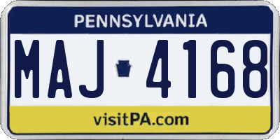 PA license plate MAJ4168