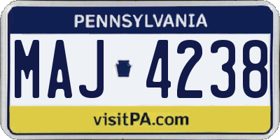 PA license plate MAJ4238
