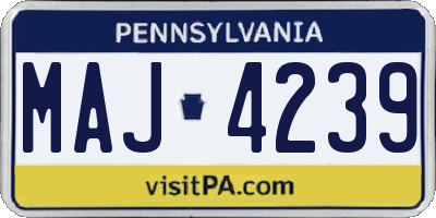 PA license plate MAJ4239