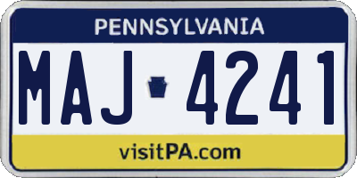 PA license plate MAJ4241