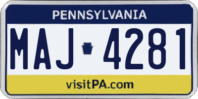 PA license plate MAJ4281