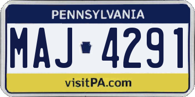 PA license plate MAJ4291