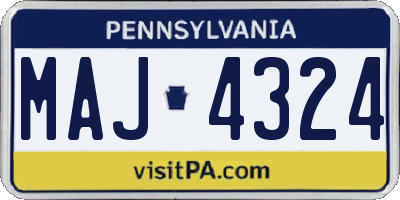 PA license plate MAJ4324