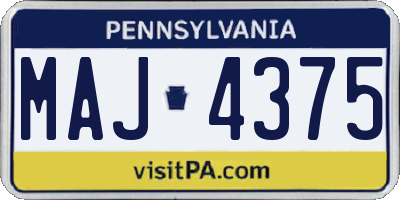 PA license plate MAJ4375