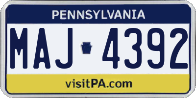 PA license plate MAJ4392