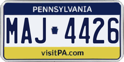 PA license plate MAJ4426