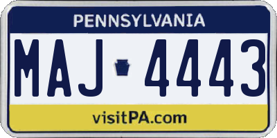 PA license plate MAJ4443