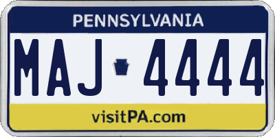 PA license plate MAJ4444