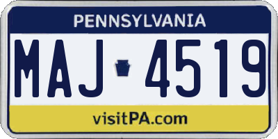 PA license plate MAJ4519
