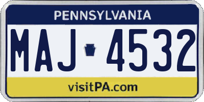 PA license plate MAJ4532