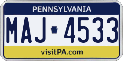 PA license plate MAJ4533