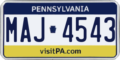 PA license plate MAJ4543
