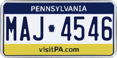PA license plate MAJ4546