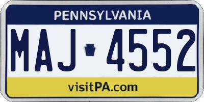 PA license plate MAJ4552