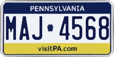 PA license plate MAJ4568