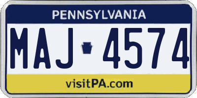 PA license plate MAJ4574