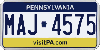 PA license plate MAJ4575
