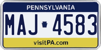 PA license plate MAJ4583